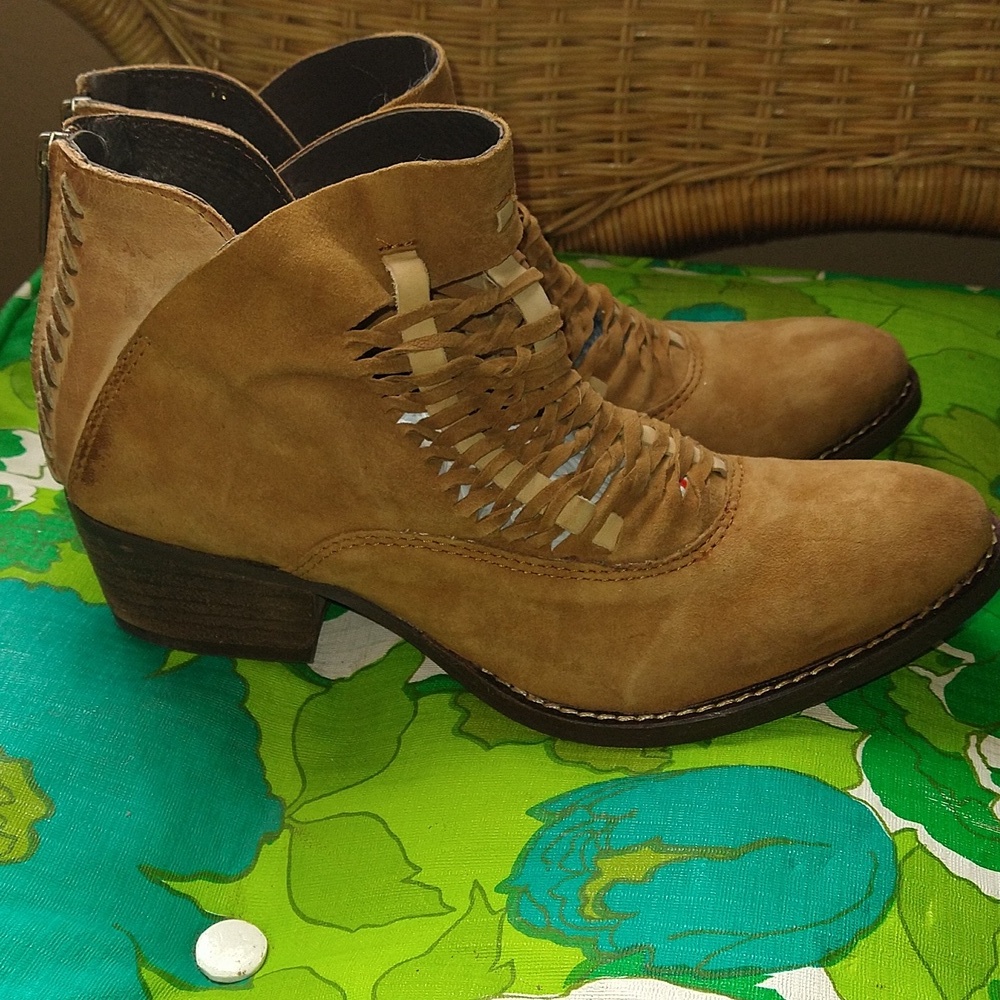 Rebel Suede Woven Leather Booties